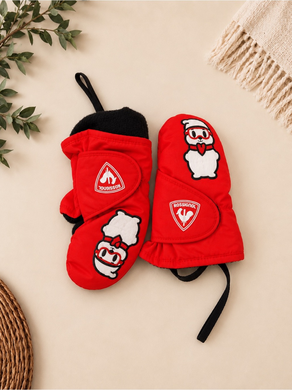Rossignol Kids Red Snowman Ski Mittens – Size 2 / Small – Winter Snow Gloves